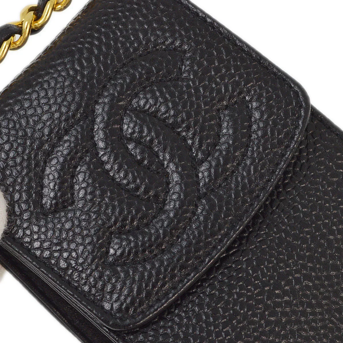 Chanel 1994-1996 Black Caviar Chain Shoulder Bag Pochette Case - Image 3