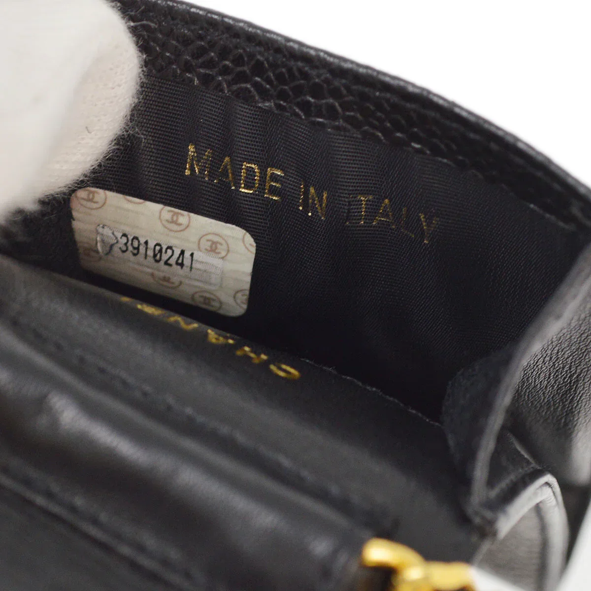Chanel 1994-1996 Black Caviar Chain Shoulder Bag Pochette Case - Image 5