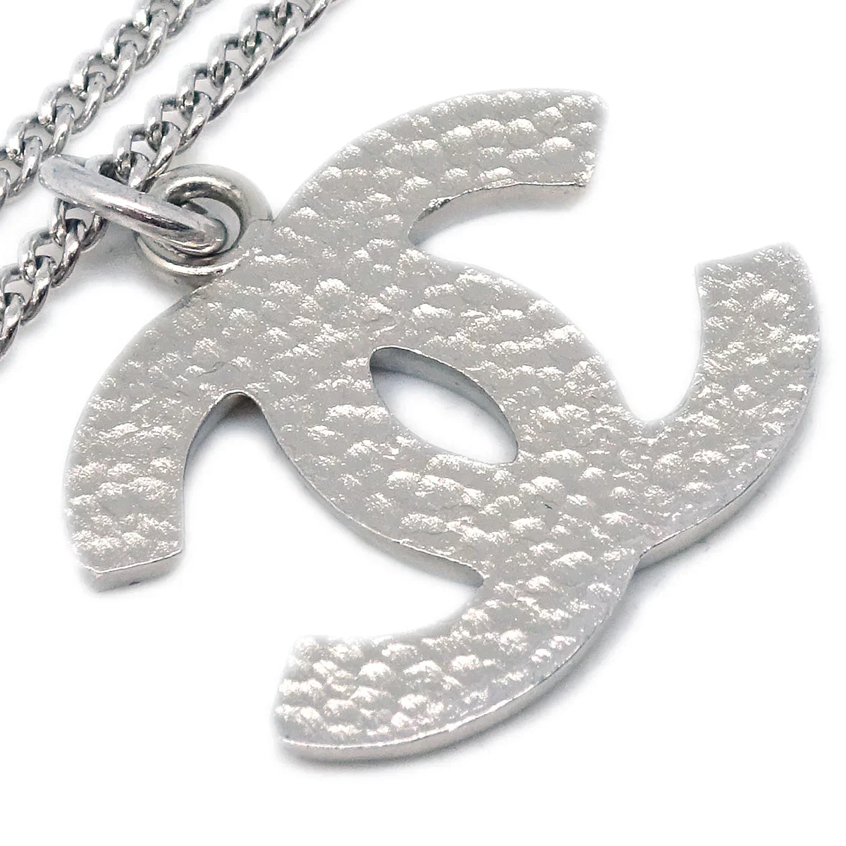 Chanel Chain Necklace Silver White 05A - Image 3