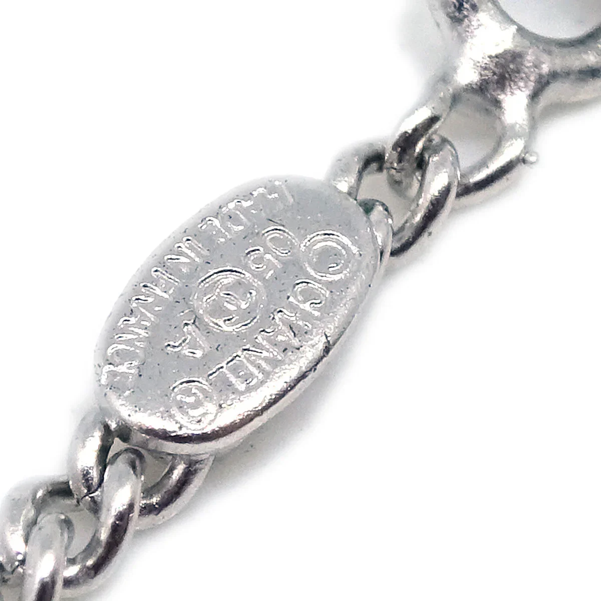 Chanel Chain Necklace Silver White 05A - Image 4