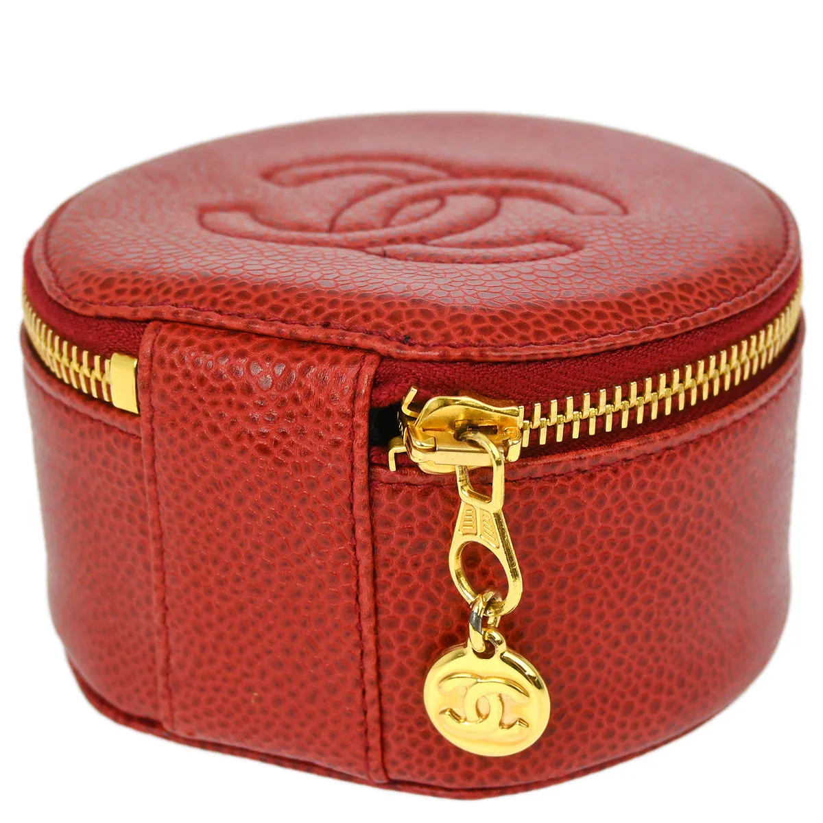 Chanel 1991-1994 Red Caviar Jewelry Case Pouch - Image 2