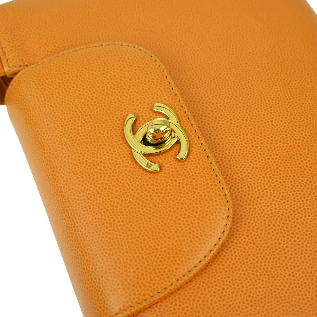 Chanel * 1997-1999 Orange Caviar Handbag - Image 6