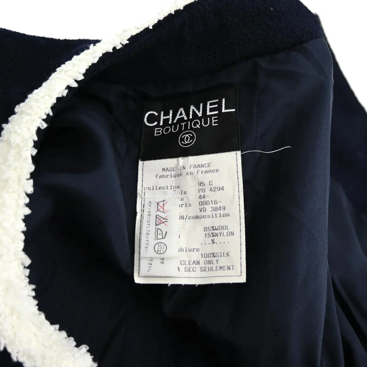 Chanel Collarless Jacket Navy 95C #44 - Image 9