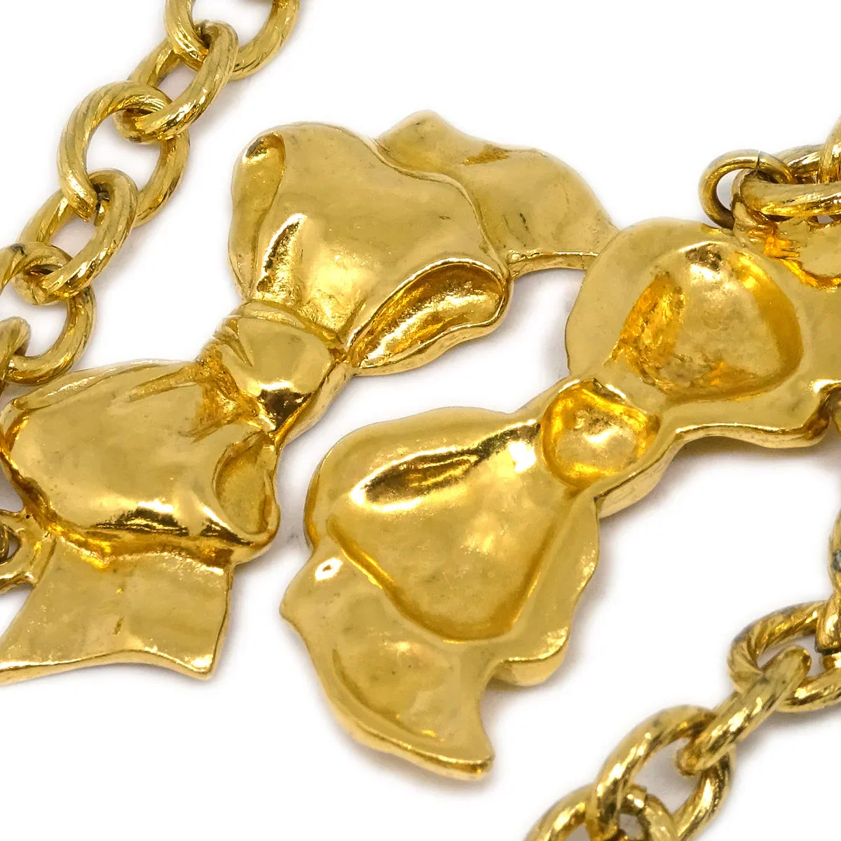 Chanel Bow Chain Necklace Gold - Image 3