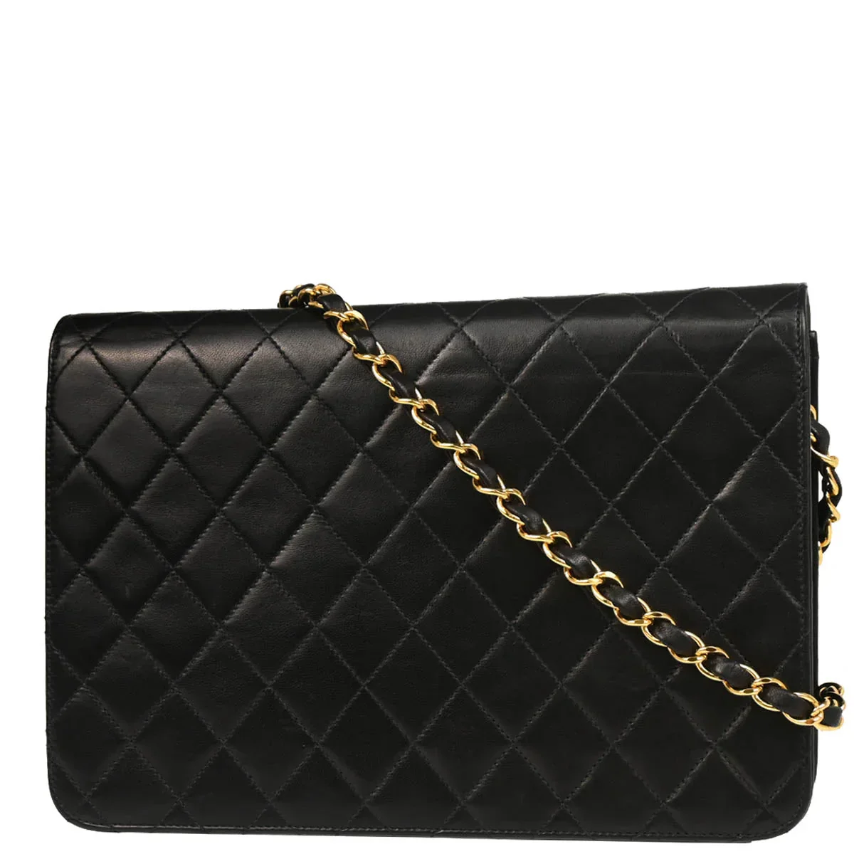 Chanel 2000-2001 Black Lambskin Turnlock Medium Half Flap Shoulder Bag - Image 2