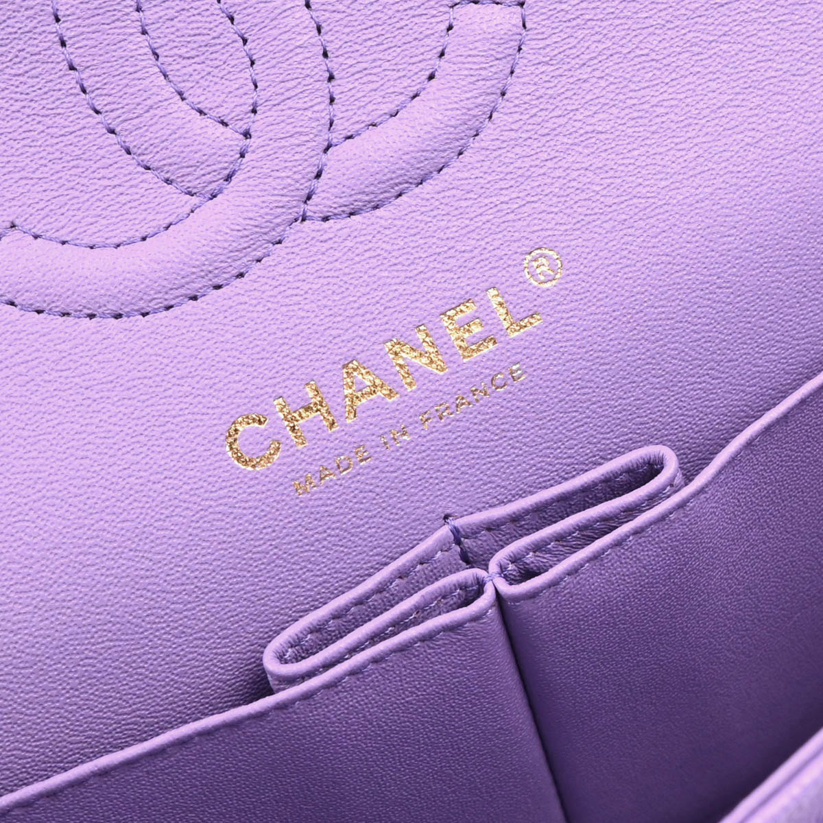 Chanel 2019 Purple Caviar Small Classic Double Flap Shoulder Bag - Image 10