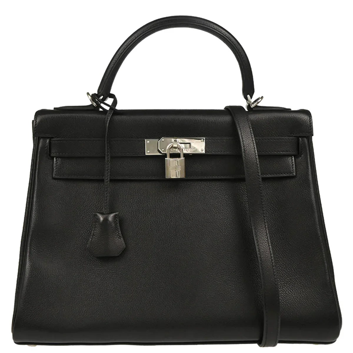 Hermes 2005 Black Chevre Kelly 32 Retourne 2way Shoulder Handbag