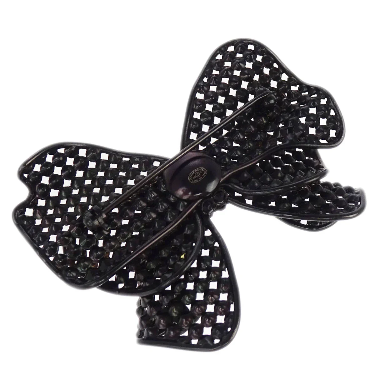 Chanel Bow Brooch Pin Black 09C - Image 3