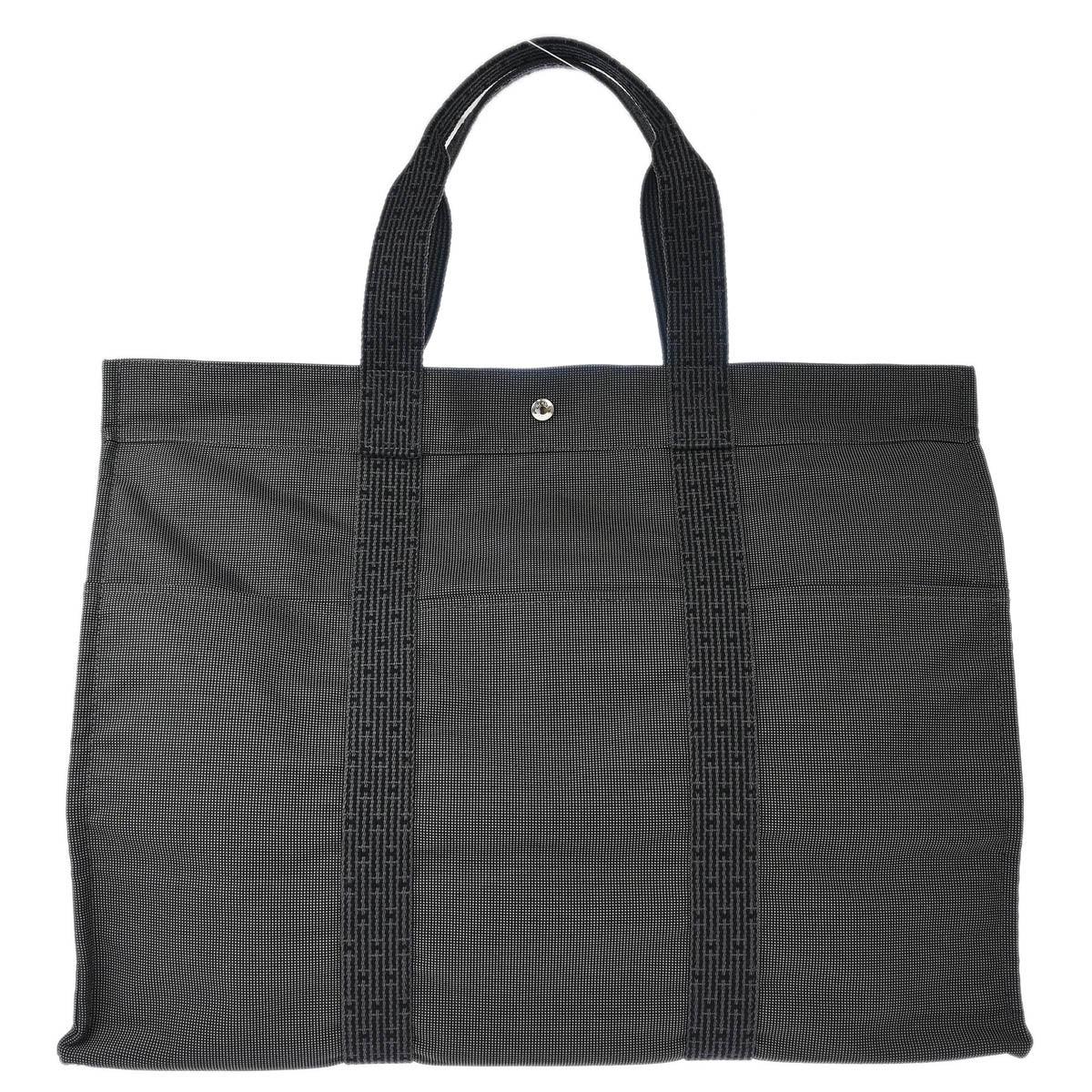 Hermes Gray Canvas Herline Tote GM Handbag