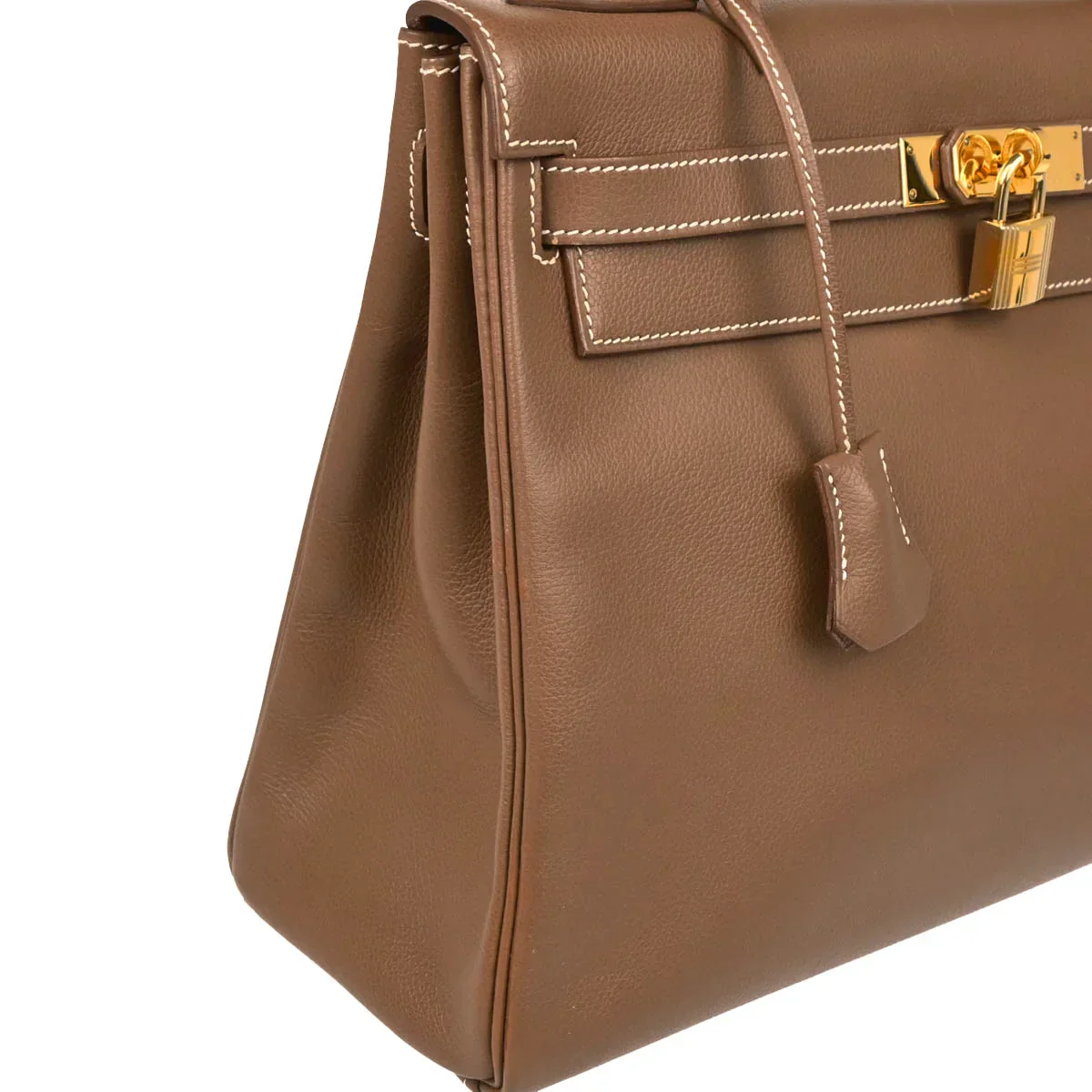 Hermes 2004 Gold Veau Graine Kelly 32 Retourne 2way Shoulder Handbag - Image 3