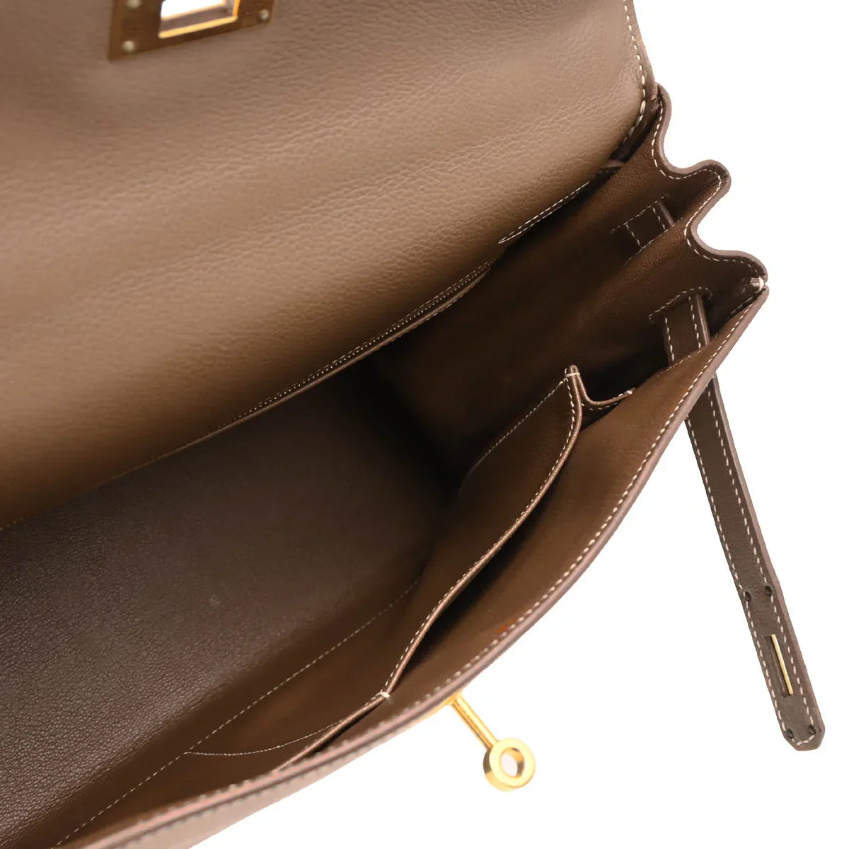Hermes 2004 Gold Veau Graine Kelly 32 Retourne 2way Shoulder Handbag - Image 4