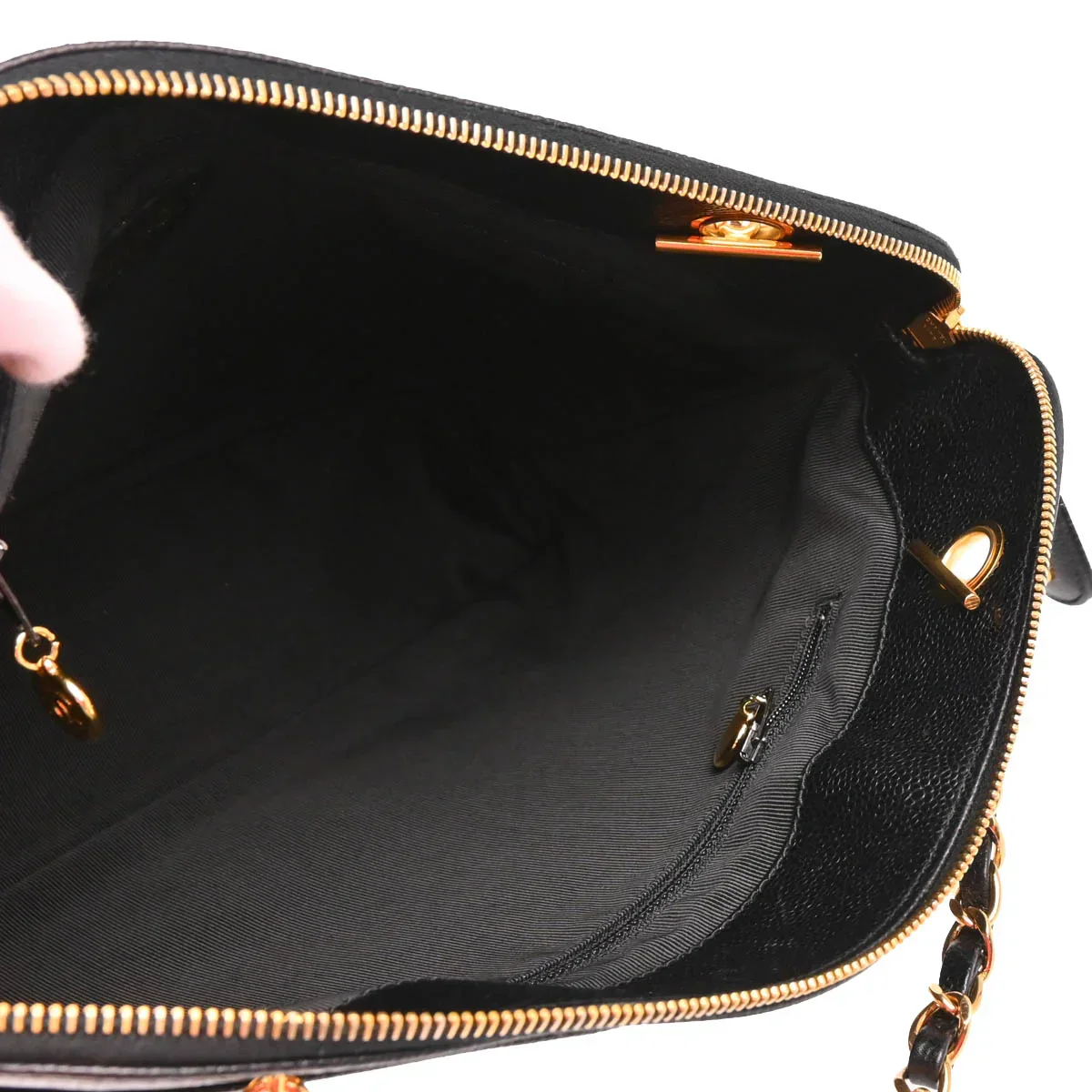 Chanel 1996-1997 Black Caviar Tote Shoulder Bag - Image 4